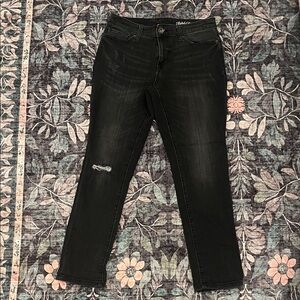 Faded Glory Black Ankle Jeans with Distressed Detail